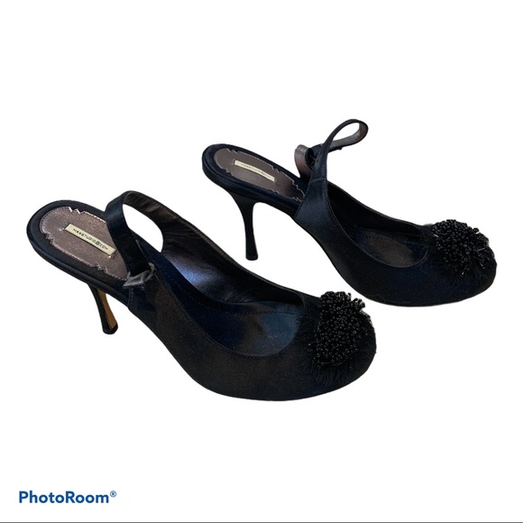 Max Studio Black Satin Taline Heels Sz 8.5M - Picture 2 of 5